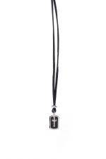 Cross necklace in rhodium-plated 925° silver with black cord (AGI 317/C)